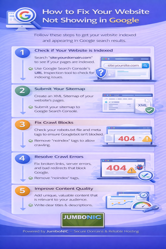 Website Not Showing in Google